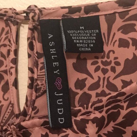 Ashley Judd Blouse Womens Peasant Style Three Quarter Length Sleeves Mauve Med - Picture 3 of 8